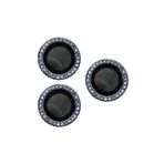 Apple iPhone 15 Pro Max ile uyumlu Taşlı Kamera Lens Koruyucu Çerçeveli Koruyucu Midnight