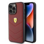 Apple iPhone 15 Pro Max Kılıf Ferrari Orjinal Lisanslı Deri Dikişli Arka Yüzey Metal Logo Tasarımlı