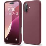 Apple iPhone 16 Plus Uyumlu Kılıf Kadife Lansman Soft Yumuşak Liquid Silikon Kamera Korumalı Kapak - Mürdüm