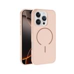 Apple iPhone 16 Pro ile Uyumlu Telefon Kılıfı Kablosuz Şarj Özellikli Meta Kapak Yüksek Kamera Koruma Çerçevesi Rose Pembe