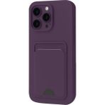 Apple iPhone 16 Pro Max Uyumlu Arka Kamera Korumalı Kart Koyulabilen Silikon Kartlıklı Kılıf Kapak - Derin Mor