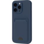 Apple iPhone 16 Pro Max Uyumlu Arka Kamera Korumalı Kart Koyulabilen Silikon Kartlıklı Kılıf Kapak - Lacivert