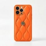 Apple iPhone 16 Pro Max Uyumlu Kılıf Zebana Camellia Deri Kılıf Turuncu