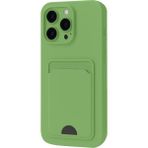 Apple iPhone 16 Pro Uyumlu Arka Kamera Korumalı Kart Koyulabilen Silikon Kartlıklı Kılıf Kapak - Açık Yeşil
