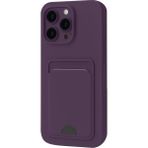 Apple iPhone 16 Pro Uyumlu Arka Kamera Korumalı Kart Koyulabilen Silikon Kartlıklı Kılıf Kapak - Derin Mor