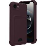 Apple iPhone 16E Uyumlu Arka Kamera Korumalı Kart Koyulabilen Silikon Kartlıklı Kılıf Kapak - Derin Mor