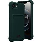 Apple iPhone 16E Uyumlu Arka Kamera Korumalı Kart Koyulabilen Silikon Kartlıklı Kılıf Kapak - Koyu Yeşil