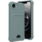 Apple iPhone 16E Uyumlu Arka Kamera Korumalı Kart Koyulabilen Silikon Kartlıklı Kılıf Kapak - Su Yeşili