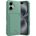 Apple iPhone 17 Uyumlu Arka Kamera Korumalı Kart Koyulabilen Silikon Kartlıklı Kılıf Kapak - Açık Yeşil