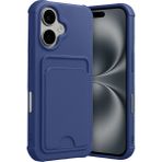 Apple iPhone 17 Uyumlu Arka Kamera Korumalı Kart Koyulabilen Silikon Kartlıklı Kılıf Kapak - Lacivert