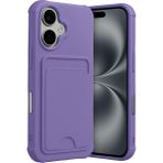 Apple iPhone 17 Uyumlu Arka Kamera Korumalı Kart Koyulabilen Silikon Kartlıklı Kılıf Kapak - Lila