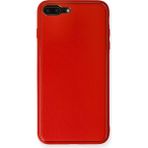 Apple iPhone 7 Plus Kılıf Coco Deri Silikon Kapak - Kırmızı - 1 - Renkli