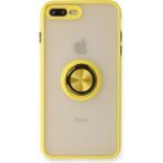 Apple iPhone 7 Plus Kılıf Montreal Yüzüklü Silikon Kapak - Sarı - 1 - Renkli