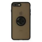 Apple İphone 7 Plus Kılıf Montreal Yüzüklü Silikon Kapak - Siyah