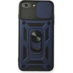 Apple iPhone 7 Plus Kılıf Pars Lens Yüzüklü Silikon - Lacivert - 1 - Renkli