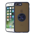 Apple iPhone 7 Plus Uyumlu Kılıf Yüzüklü Standlı Extra Darbe Koruma Sert Silikon Kapak - Lacivert