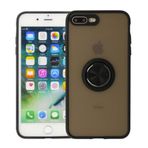 Apple iPhone 7 Plus Uyumlu Kılıf Yüzüklü Standlı Extra Darbe Koruma Sert Silikon Kapak - Siyah