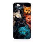Apple İphone 7 Uyumlu Silikon Kılıf Renkli Sevimli Kedi Yüzleri