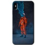 Apple iPhone X Smoke Astronot Baskılı Uyumlu Silikon Kılıf