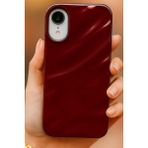 Apple iPhone Xr Kılıf Parlak Kabartmalı Dalga Tasarımlı Desenli Mürdüm Darbe Emici Silikon Kapak