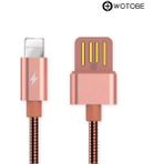 Apple Lightning Çelik Spiral Şarj Data Kablosu - Rose Gold