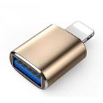 Apple Lightning - USB Kamera Adaptörü, USB 3.0 OTG Kablosu, iPhone/iPad için Kart Okuyucu, USB Flash Sürücü, U Disk, Klavye, Fare, Hub, MIDI, Tak ve Çalıştır (ALTIN)