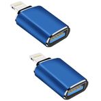 Apple Lightning - USB Kamera Adaptörü, USB 3.0 OTG Kablosu, iPhone/iPad için Kart Okuyucu, USB Flash Sürücü, U Disk, Klavye, Fare, Hub, MIDI, Tak ve Çalıştır (MAVİ)
