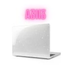 Apple Macbook Air M3 13.6 Inç 2024 M3 Çip A3113 Uyumlu Siyah Şeffaf Kılıf Koruyucu Sert Kapak Parlak Simli