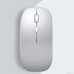 Apple Macbook İle Uyumlu Şarj Edilebilir Sessiz Mouse Bluetooth + 2.4Hz Wifi Kablosuz Mouse Fare Gümüş