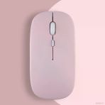 Apple Macbook Şarj Edilebilir Sessiz Mouse Bluetooth + 2.4Hz Wifi Kablosuz Mouse Fare Pembe