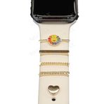 Apple Samsung Oppo Huawei Haylou Watch ile uyumlu Kordon Aksesuarı Charm Seti Taşlı Papatya