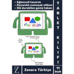 Apple Samsung Uyumlu Geniş Tabanlı Yumuşak Tutacaklı Tam Koruma Silikon Çocuk Tablet Kılıfı 11 Inch - Renkli - Yeşil