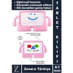 Apple Samsung Uyumlu Geniş Tabanlı Yumuşak Tutacaklı Tam Koruma Silikon Çocuk Tablet Kılıfı 8.7 Inch - 1 - Açık Pembe