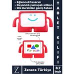Apple Samsung Uyumlu Geniş Tabanlı Yumuşak Tutacaklı Tam Koruma Silikon Çocuk Tablet Kılıfı 8.7 Inch - 1 - Kırmızı