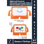Apple Samsung Uyumlu Geniş Tabanlı Yumuşak Tutacaklı Tam Koruma Silikon Çocuk Tablet Kılıfı 8.7 Inch - 1 - Turuncu