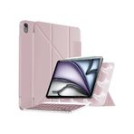 Apple Uyumlu iPad 11.nesil A16 11inç/10.nesil 10.9inç Ultra İnce Klavyeli Kılıf Mıknatıslı Manyetik Kilitlenen Kapak rose