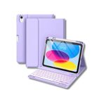 Apple Uyumlu iPad 11. Nesil A16 Çipli 2024 2025 Klavyeli Tablet Kılıfı Klavye + Stand lila