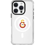 Apple Uyumlu iPhone 16 Pro Galatasaray Magsafe Parçalı Logo Şeffaf Telefon Kılıfı