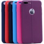 Apple Uyumlu iPhone 7 Plus Dikisli Deri Görünümlü Silikon Kilif 288349582 - Renk / Lacivert renk-siyah
