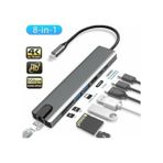 Apple Uyumlu MacBook Pro Air Usb Type-c 8 Hub Dönüştürücü Çevirici renk-gri