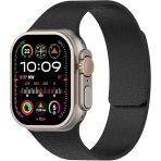 Apple Watch 2-3-4-5-6-7-8-10 Se Ultra Uyumlu Manyetik Desenli Spor Silikon Kordon (42/44/45/46/49) Siyah