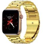 Apple Watch 38Mm 40Mm 41Mm Watch Seri 3 4 5 6 7 Se Uyumlu Ironweft Döküm Çelik Metal Kordon Gold