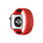 Apple Watch 38Mm Ayarlı Delikli Silikon Kordon (Saat Değildir) - Siyah-Kırmızı