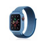 Apple Watch 38mm Hasırlı Cırtcırtlı Kasalı Kordon (saat Değildir) - Mavi