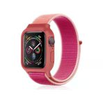 Apple Watch 38mm Hasırlı Cırtcırtlı Kasalı Kordon (saat Değildir) - Pudra