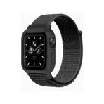 Apple Watch 38mm Hasırlı Cırtcırtlı Kasalı Kordon (saat Değildir) - Siyah