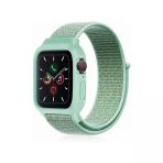 Apple Watch 38mm Hasırlı Cırtcırtlı Kasalı Kordon (saat Değildir) - Turkuaz