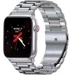Apple Watch 42Mm 44Mm 45Mm Watch Seri 3 4 5 6 7 Se Uyumlu Ironweft Döküm Çelik Metal Kordon Gümüş