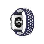Apple Watch 42Mm Ayarlı Delikli Silikon Kordon (Saat Değildir) - Lacivert-Beyaz