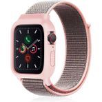 Apple Watch 44 mm Hasırlı Cırtcırtlı Kasalı Kordon 2/3/4/5/6/7/8 Azn-Kasalı